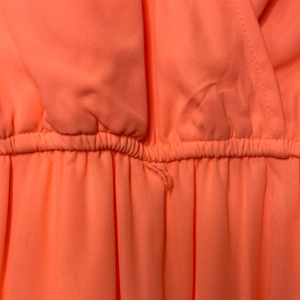 GIANNI BINI | Long Sleeve Bright Coral Lace Trim Mini Dress | Size L - Picture 8 of 13